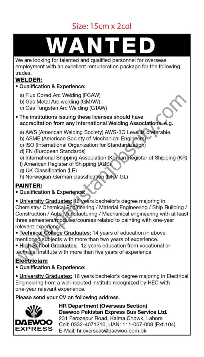 Daewoo Pakistan Express Bus Service Limited DPEBSL Jobs May 2023 2