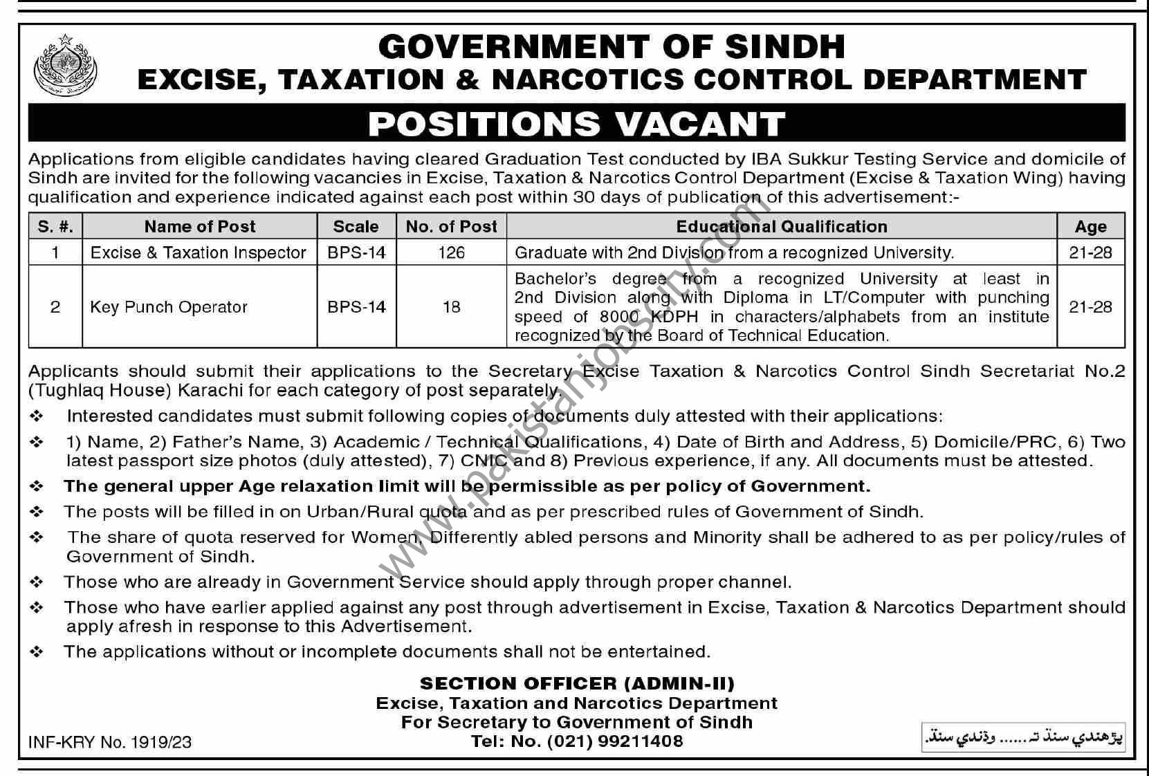 Excise Taxation Natcotics Control Dept Sindh Jobs 14 May 2023 Dawn ?v=1684076550