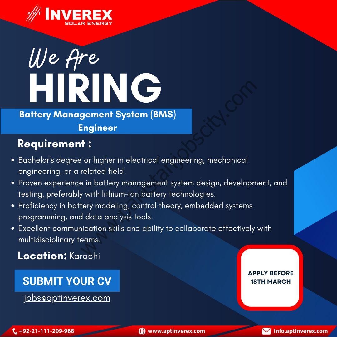 Inverex Solar Energy Jobs Battery Management System (BMS) Engineers
