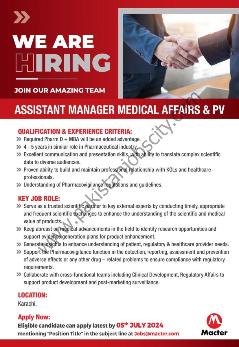 Macter International Pvt Ltd Jobs Assistant Manager Medical Affairs & PV 1