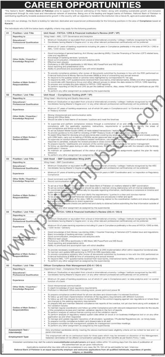 NBP National Bank Pakistan Jobs 23 June 2024 Dawn 01 1