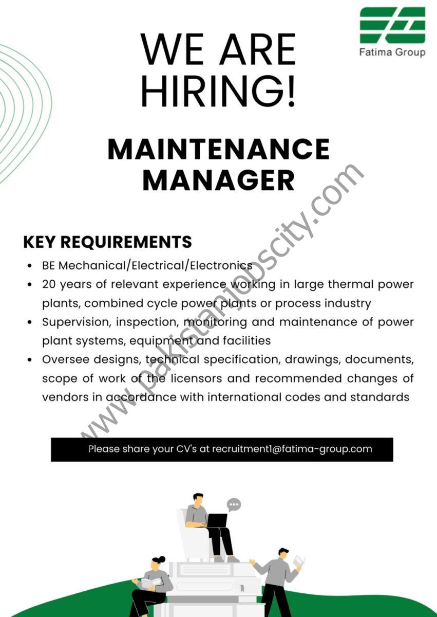 Fatima Group Jobs Maintenance Manager 1