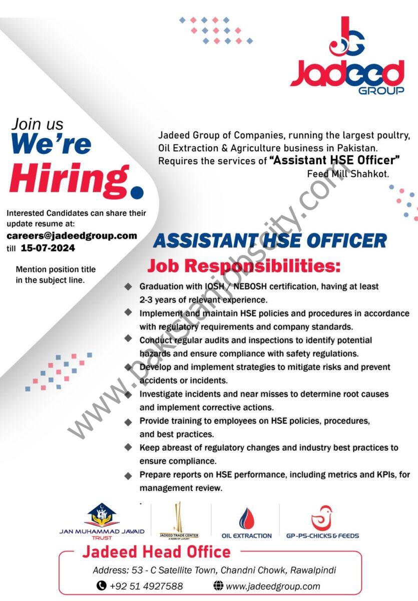 Jadeed Group Of Companies Jobs Assistant HSE Officer 1