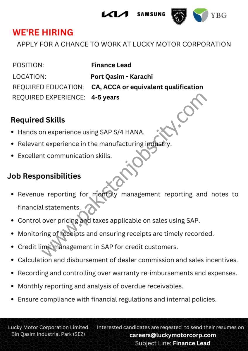 Lucky Motor Corporation Pvt Ltd Jobs Finance Lead 1