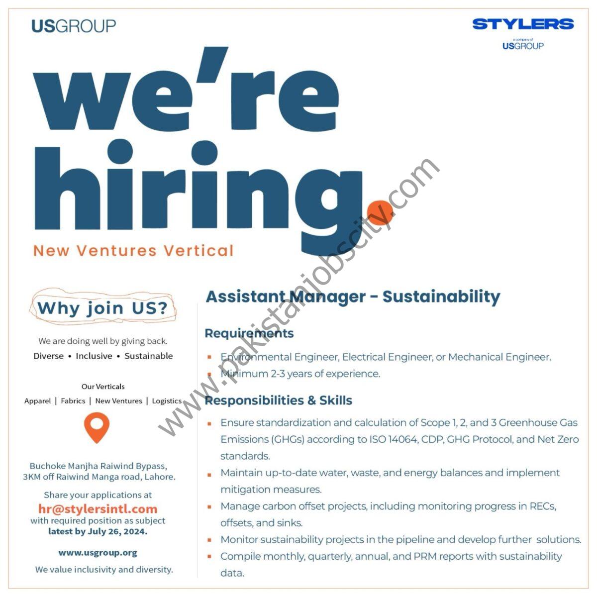 Stylers International Pvt Ltd Jobs Assistant Manager Sustainability 1