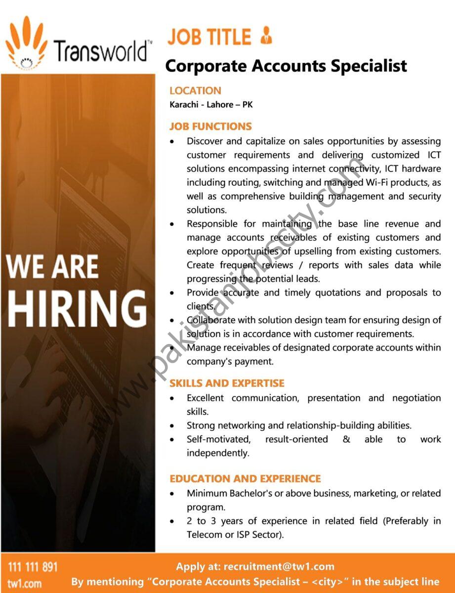 Transworld Associates Jobs Corporate Accounts Specialist 1