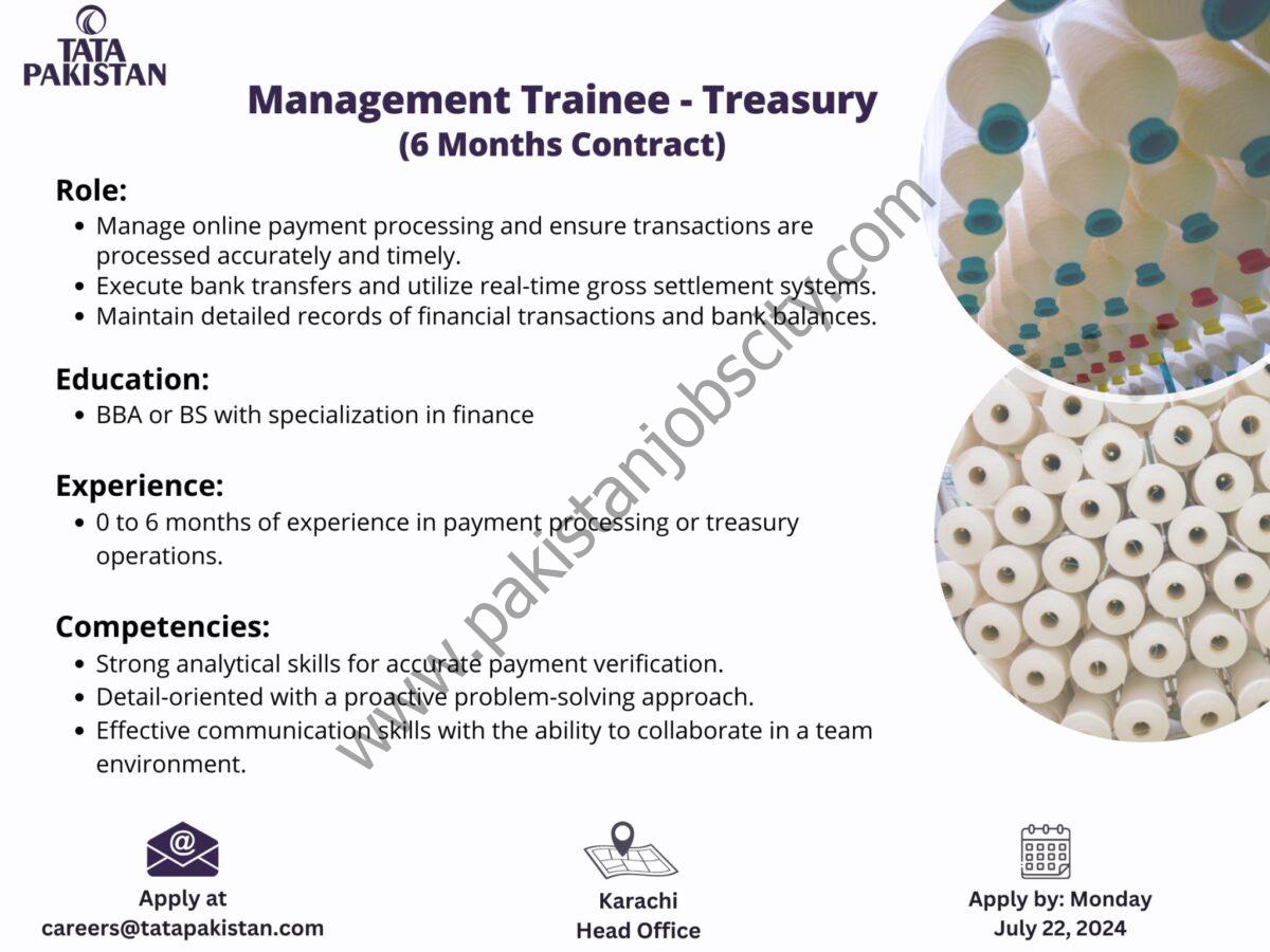 Tata Pakistan Jobs Management Trainee Treasury 1