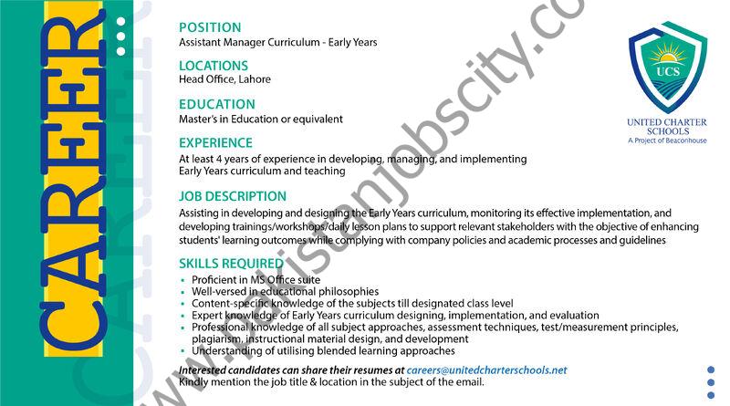 United Charter Schools Jobs Assistant Manager Curriculum 1