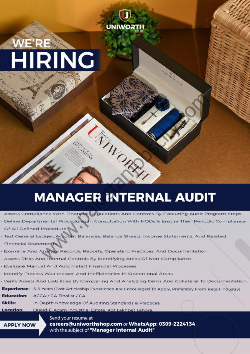 Uniworth Jobs Manager Internal Audit 1