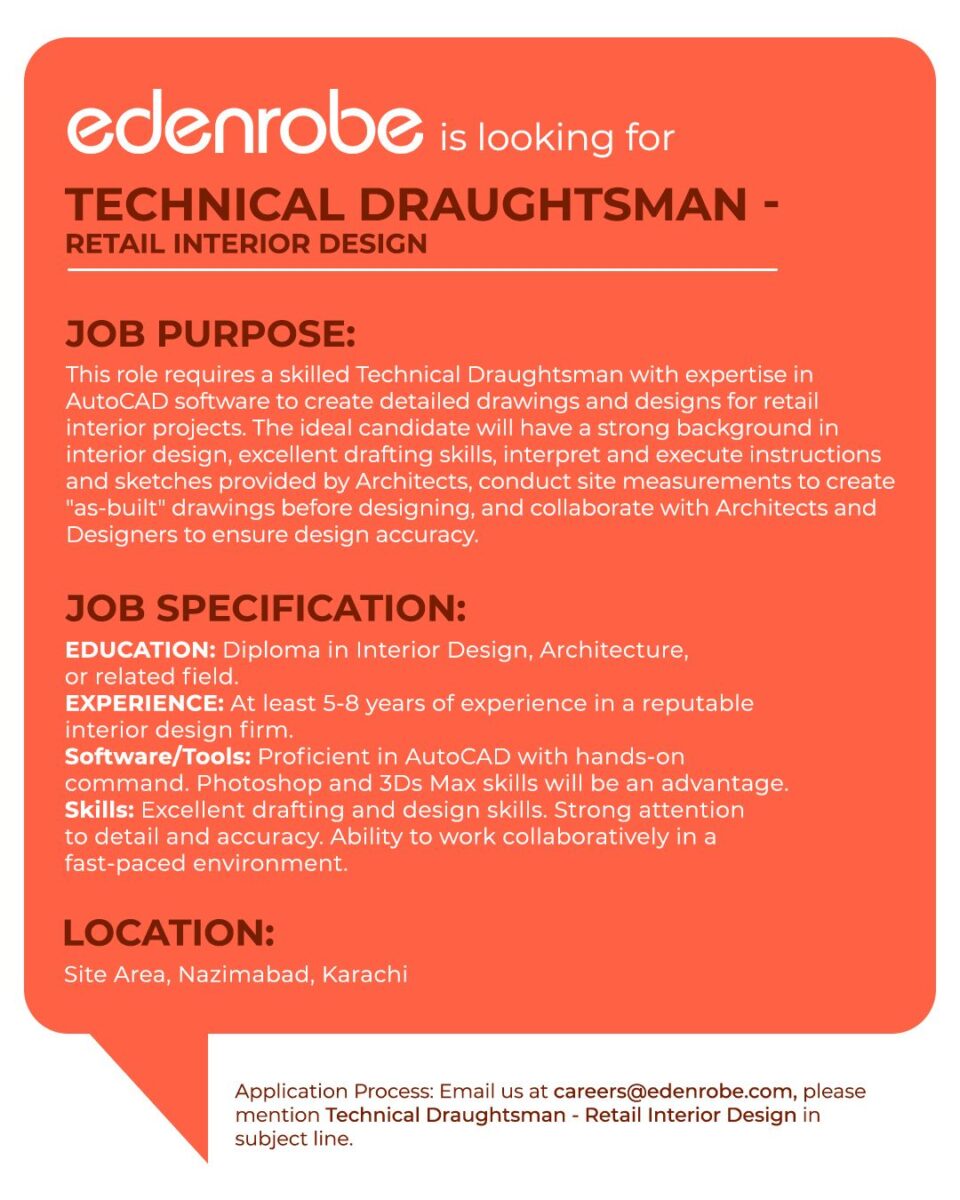 Edenrobe Jobs Technical Draughtsman 1