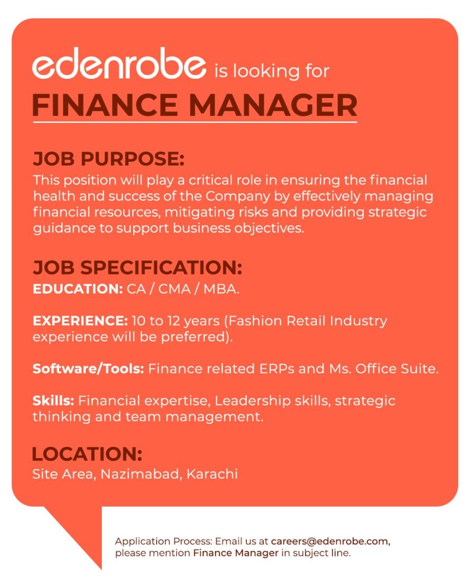 Edenrobe Jobs Finance Manager 1