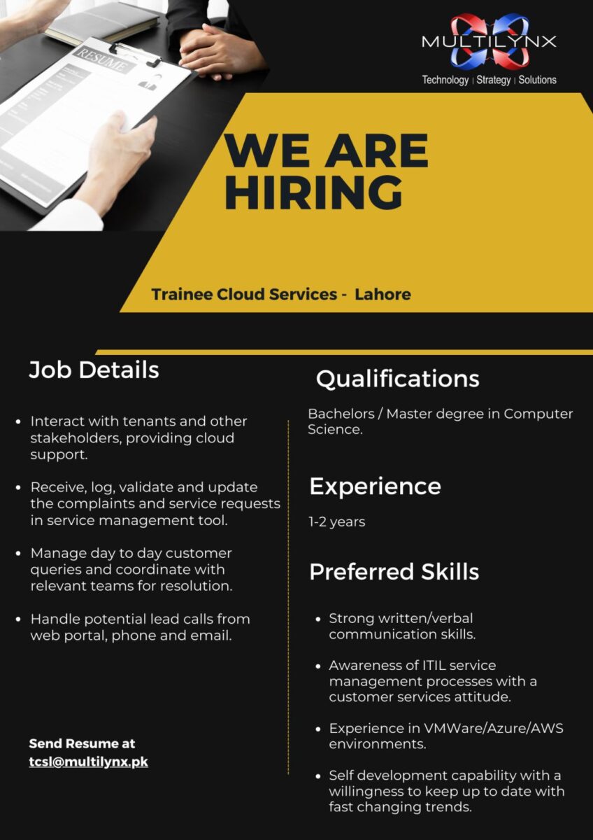 Multilynx Pvt Ltd Jobs Trainee Cloud Services  1