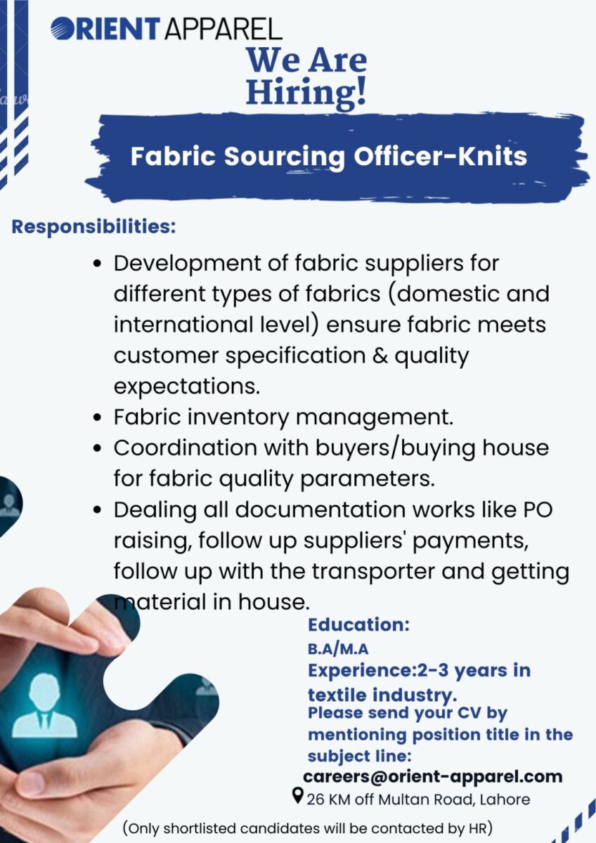 Orient Apparel Jobs Fabric Sourcing Officer Knits 1