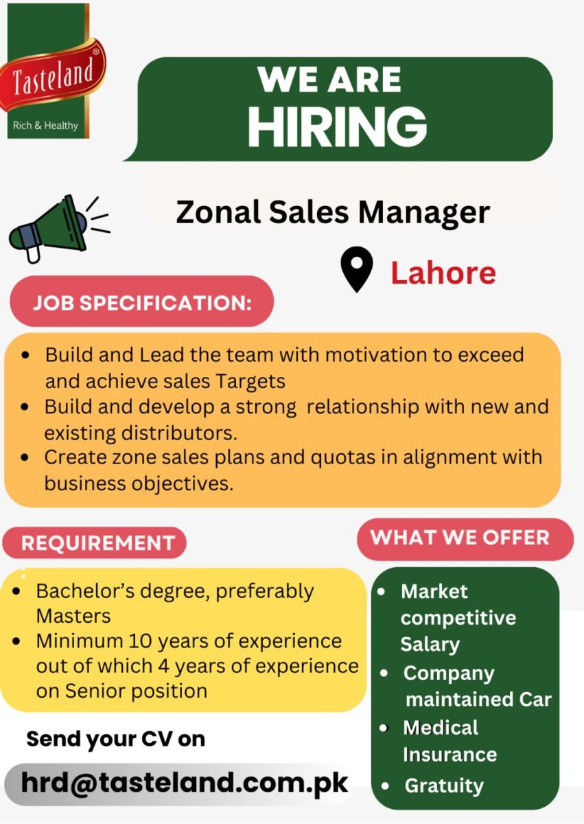 Tasteland Pvt Ltd Jobs Zonal Sales Manager 1