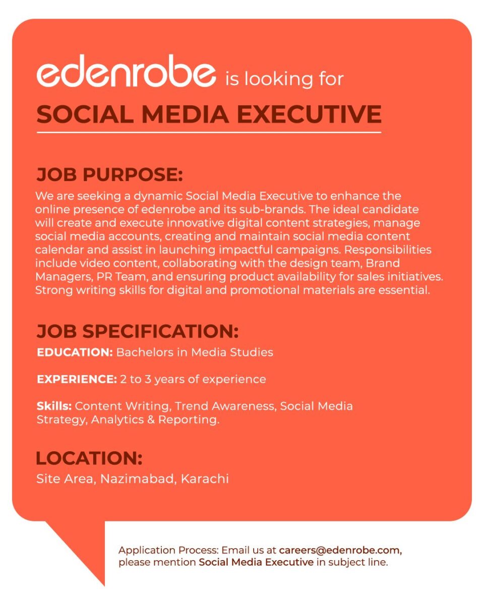 Edenrobe Jobs Social Media Executive 1