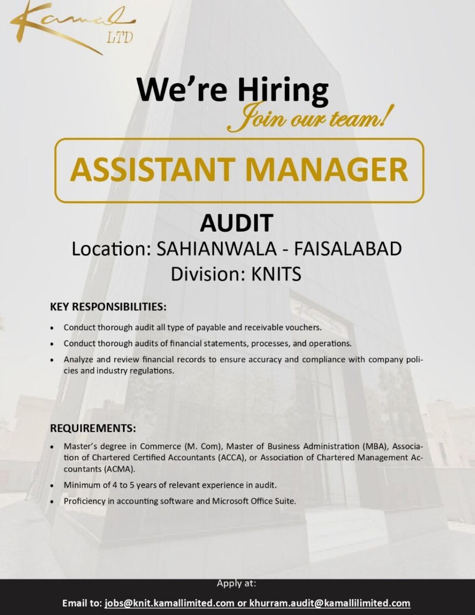 Kamal Limited Jobs Assistant Manager Audit 1