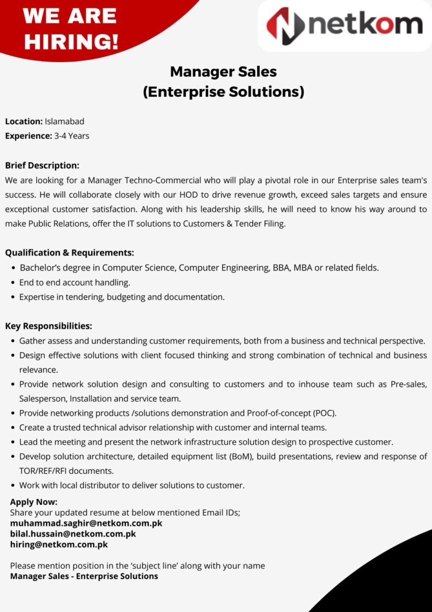 Netkom Technologies (Pvt) Ltd Jobs October 2024 1