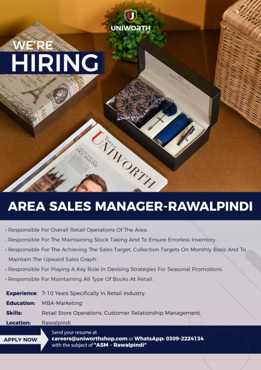 Uniworth Jobs Area Sales Manager 1