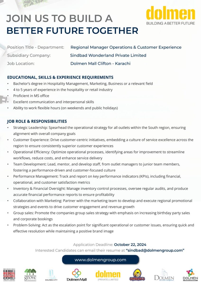 Dolmen Group Jobs Regional Manager Operations & Customer 1