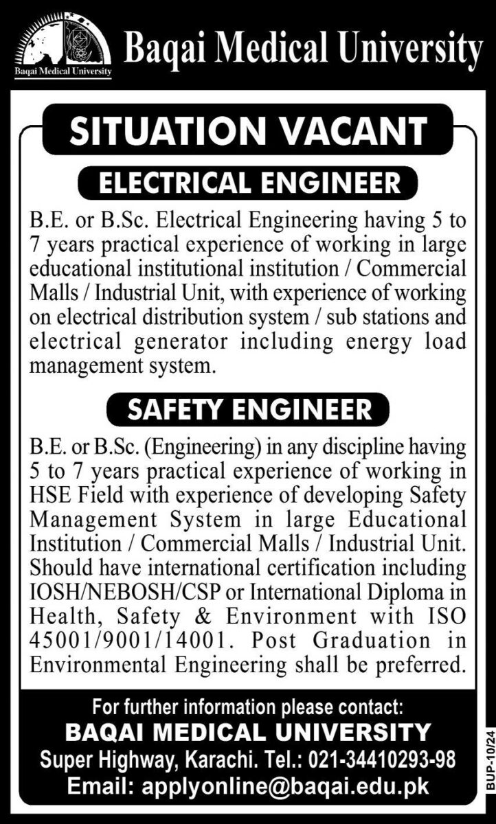 Baqai Medical University Jobs 15 Decemeber 2024 Express 1