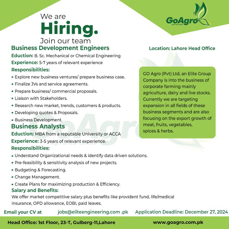 Go Agro (Pvt) Ltd Jobs December 2024 1