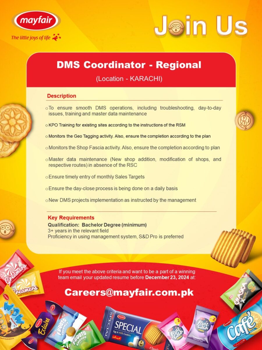 Mayfair Pakistan Jobs DMS Coordinator Regional 1