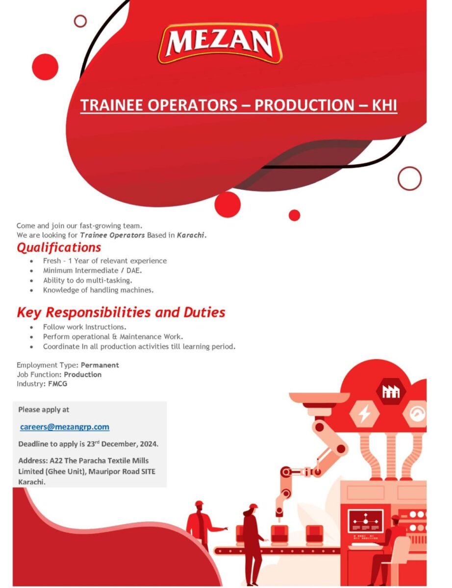 Mezan Group Jobs Trainee Operators Production 1