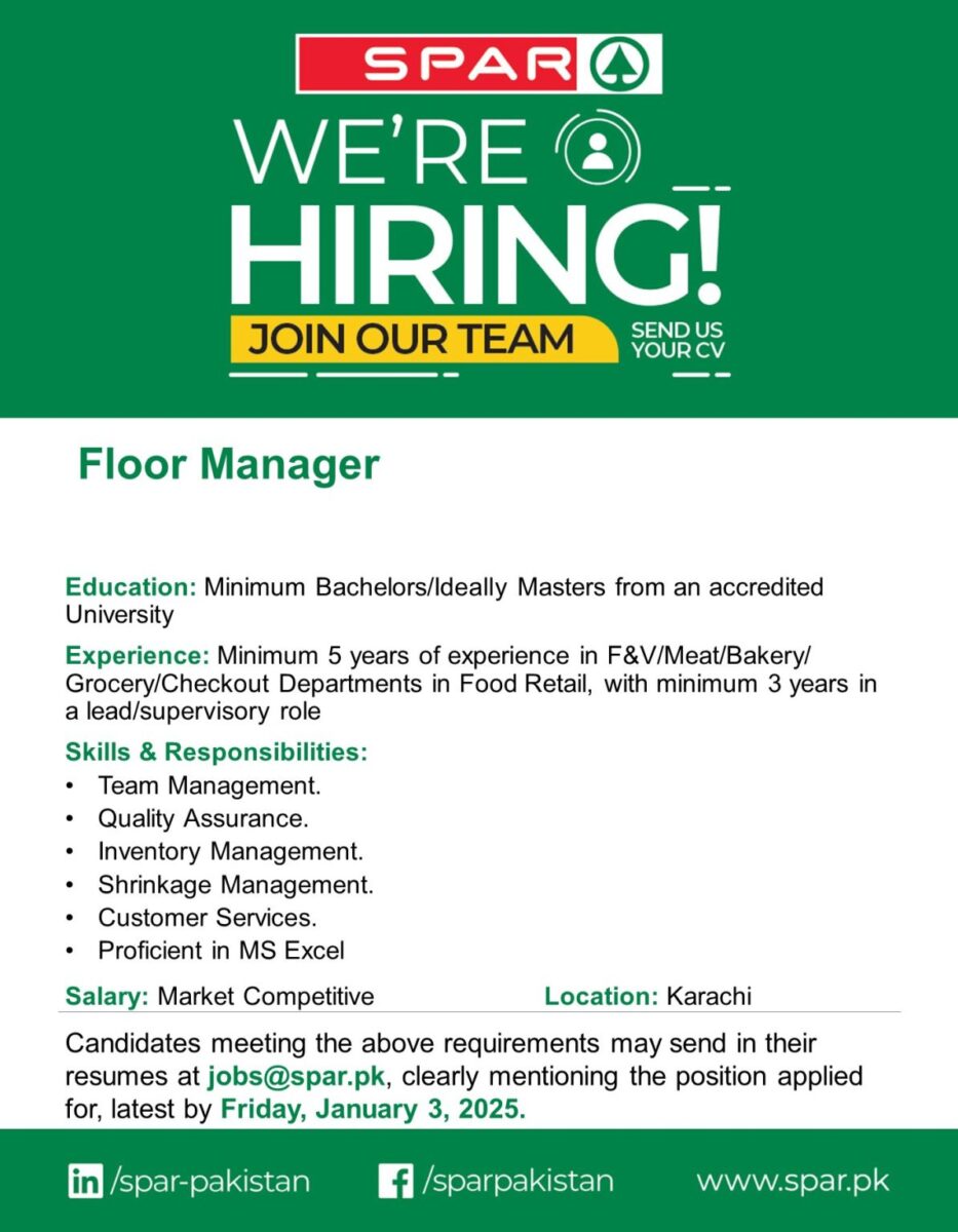 SPAR Pakistan Jobs Floor Manager 1