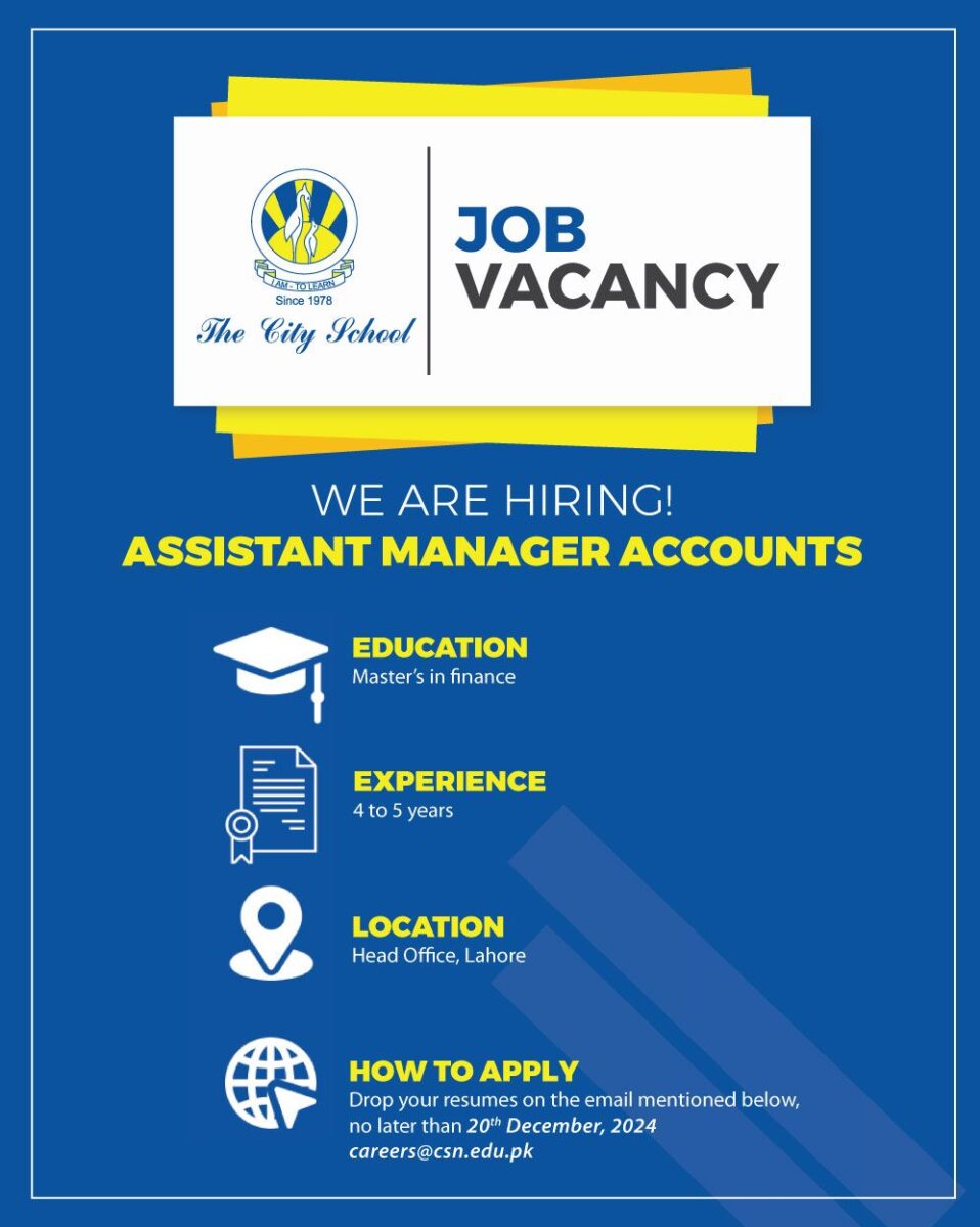 The City School Jobs Assistant Manager Accounts 1