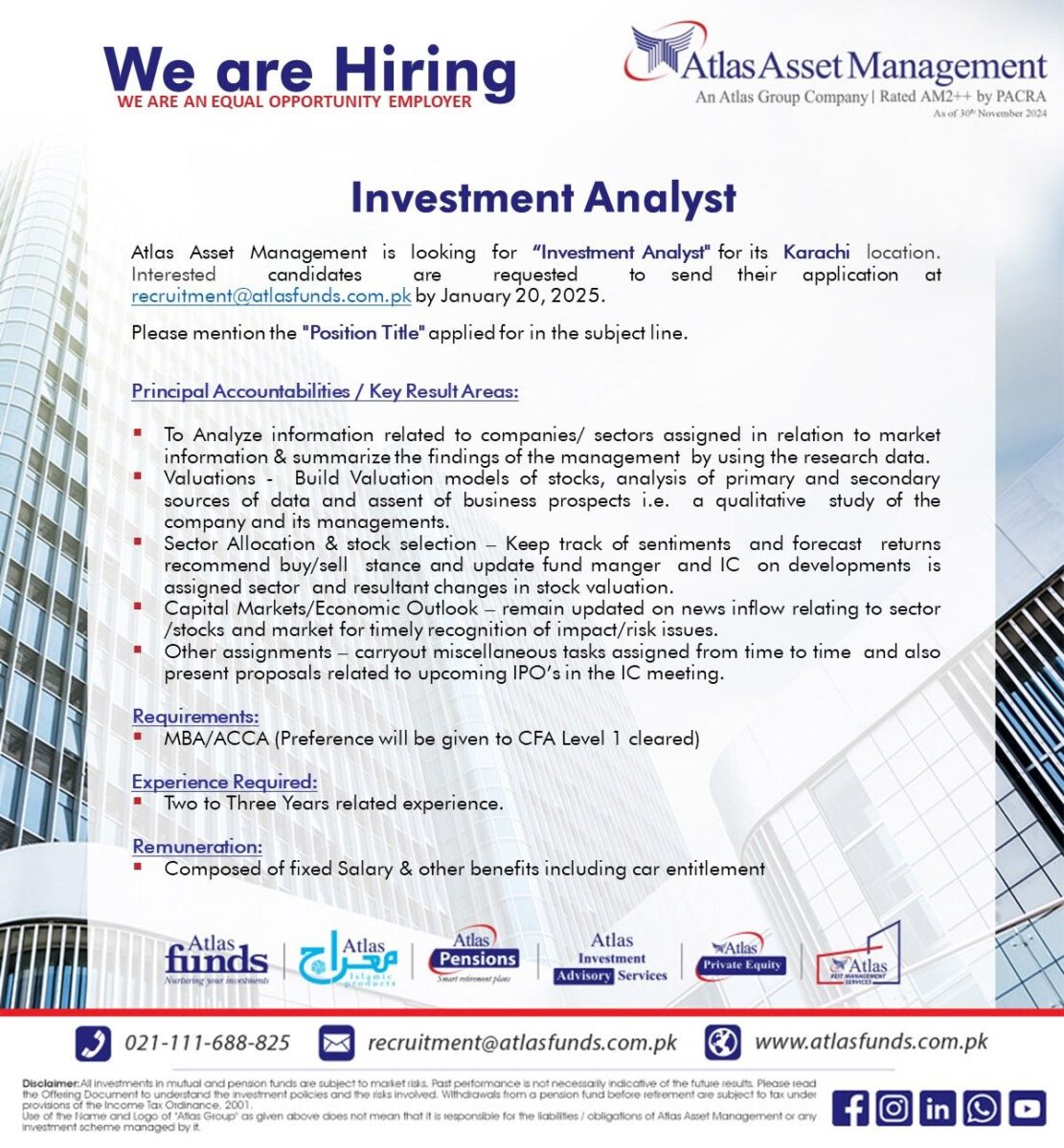 Atlas Asset Management Jobs Investment Analyst 1