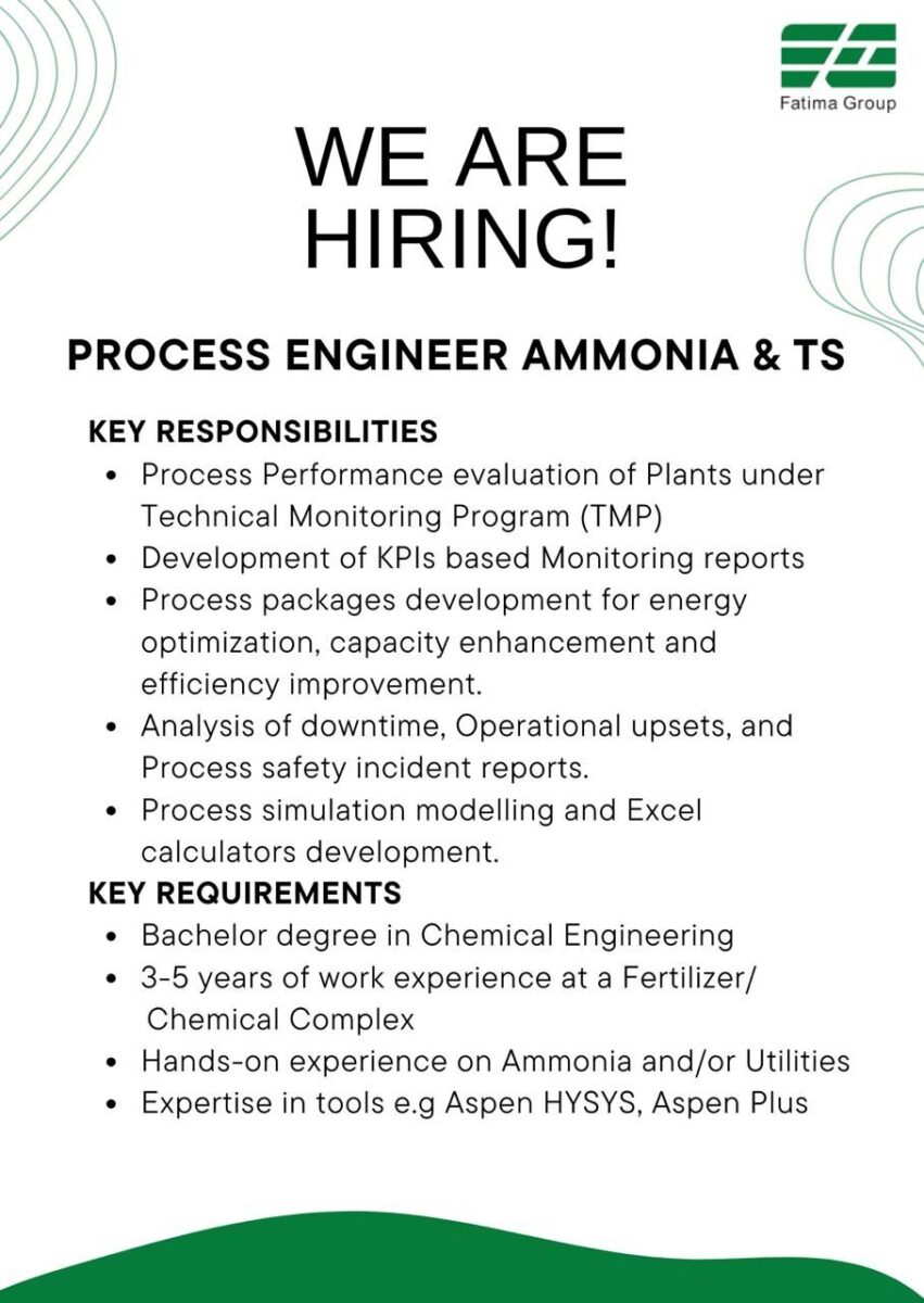 Fatima Group Jobs Process Engineer Ammonia & TS 1