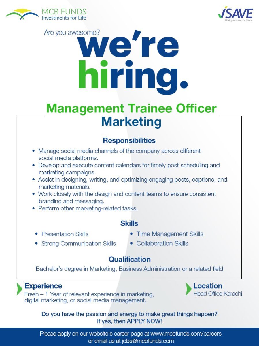 MCB Funds Jobs Management Trainee Officer Marketing 1