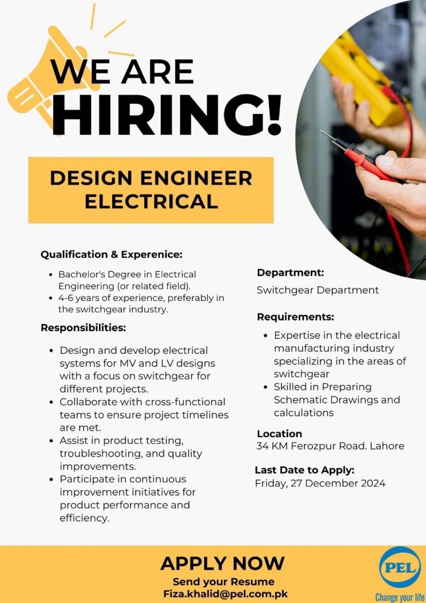 Pak Elektron Limited PEL Jobs Design Engineer Electrical 1