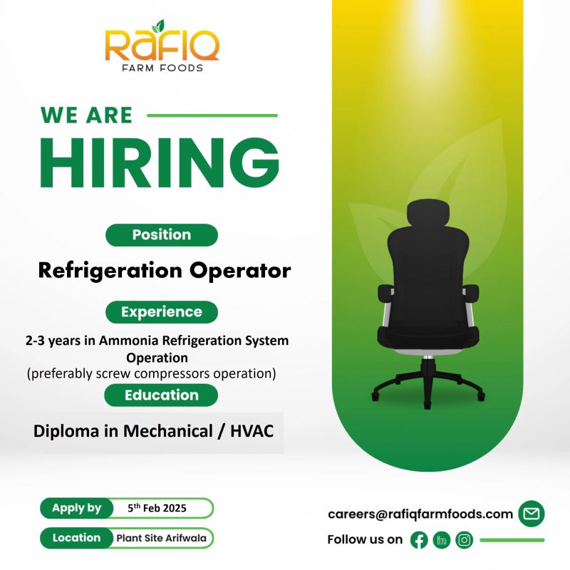 Rafiq FARM FOODS Jobs Refrigeration Operator 1