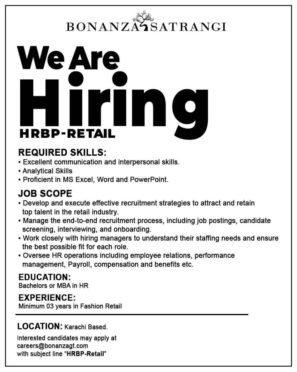 Bonanza Satrangi Jobs HRBP Retail 1