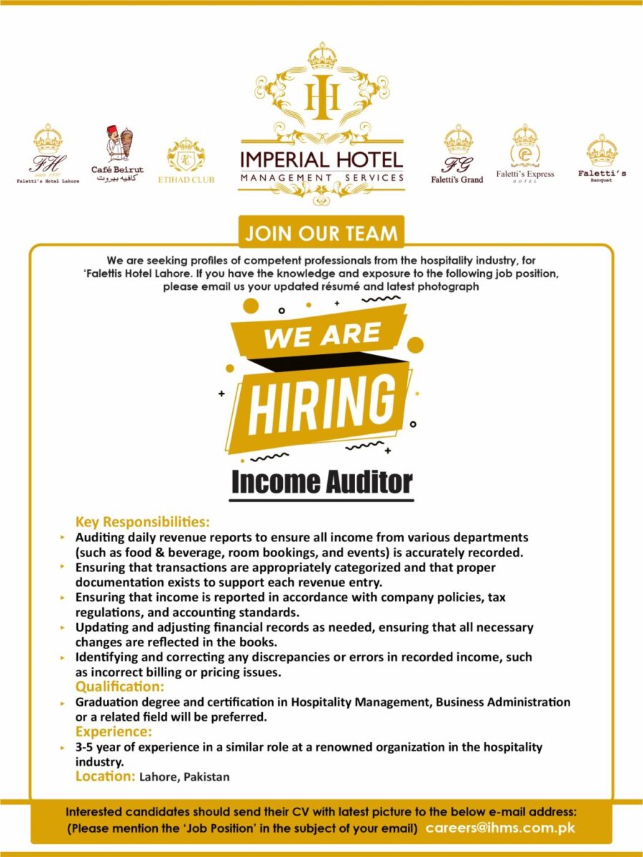 Imperial Hotel Management Services Jobs Income Auditor 1