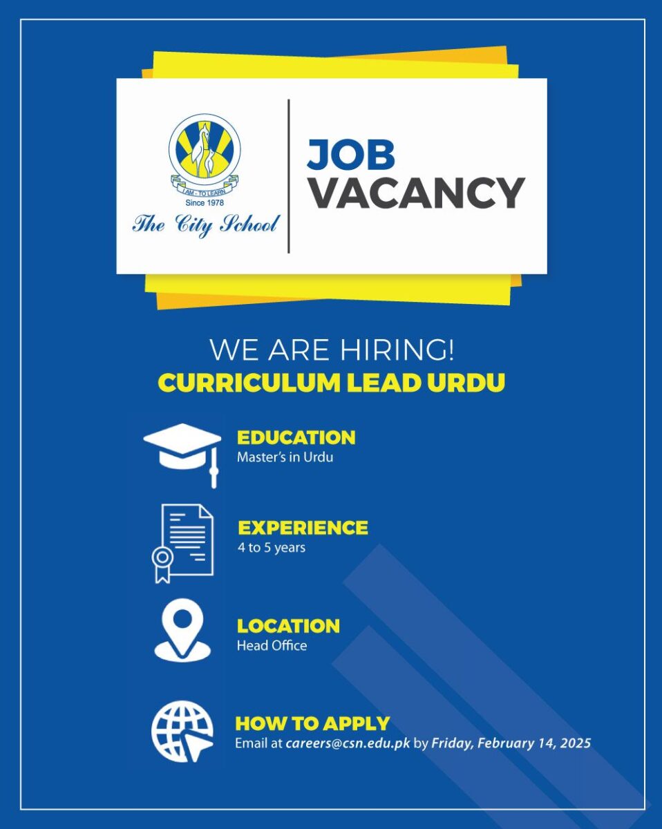 The City School Jobs Curriculum Lead Urdu 1