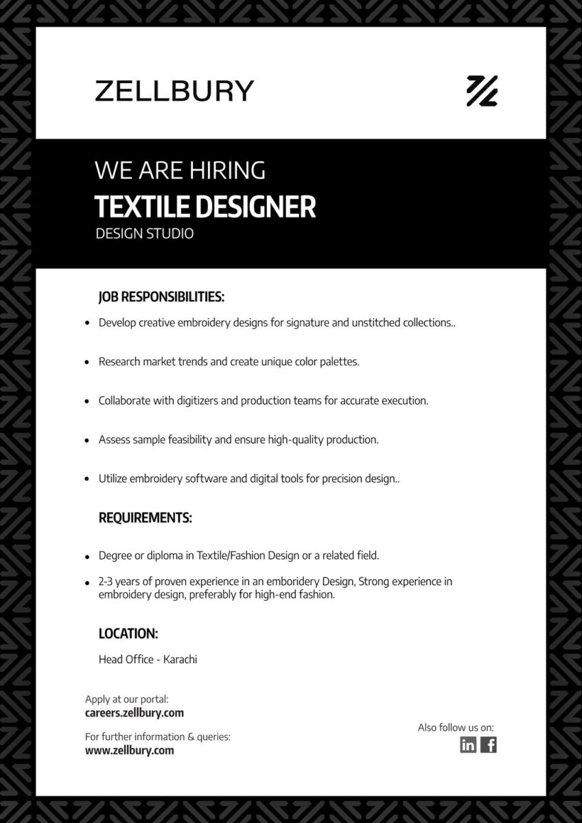 Zellbury Pakistan Jobs Textile Designer 1