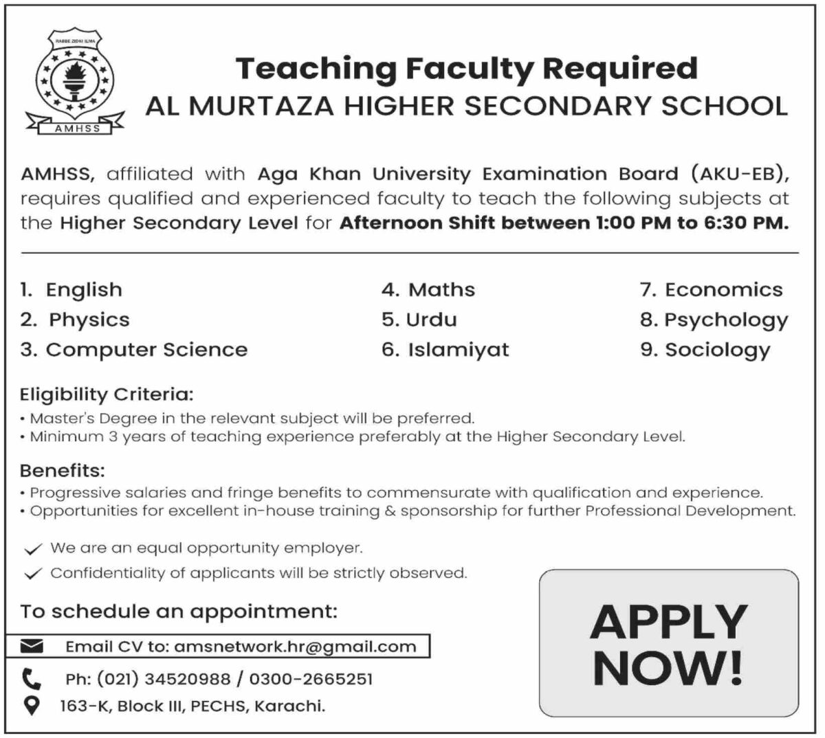 Al Murtaza Higher Secondary School Jobs 23 March 2025 Dawn 1